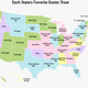 Map displaying "Each State's Favorite Easter Treat"